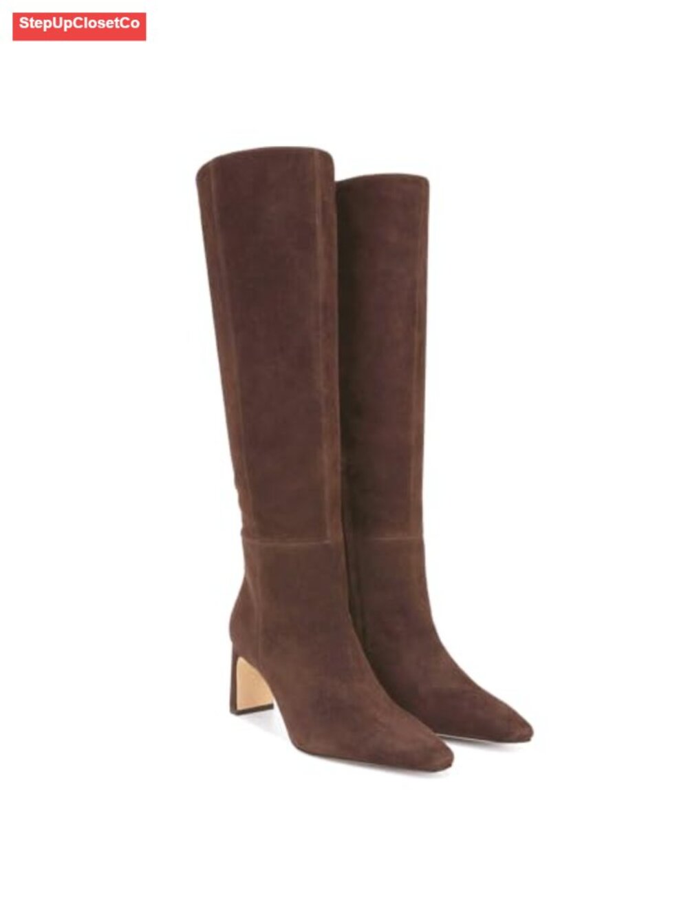 Women Square Toe Knee High Boots Chunky Block Heel Side Zip Tall Wide Calf